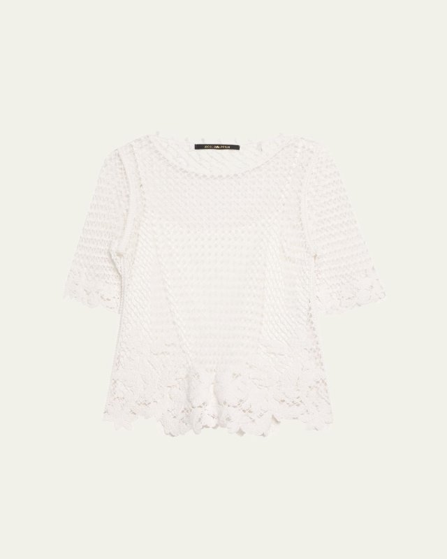 Sylvs Floral Crochet Rosette Net Blous